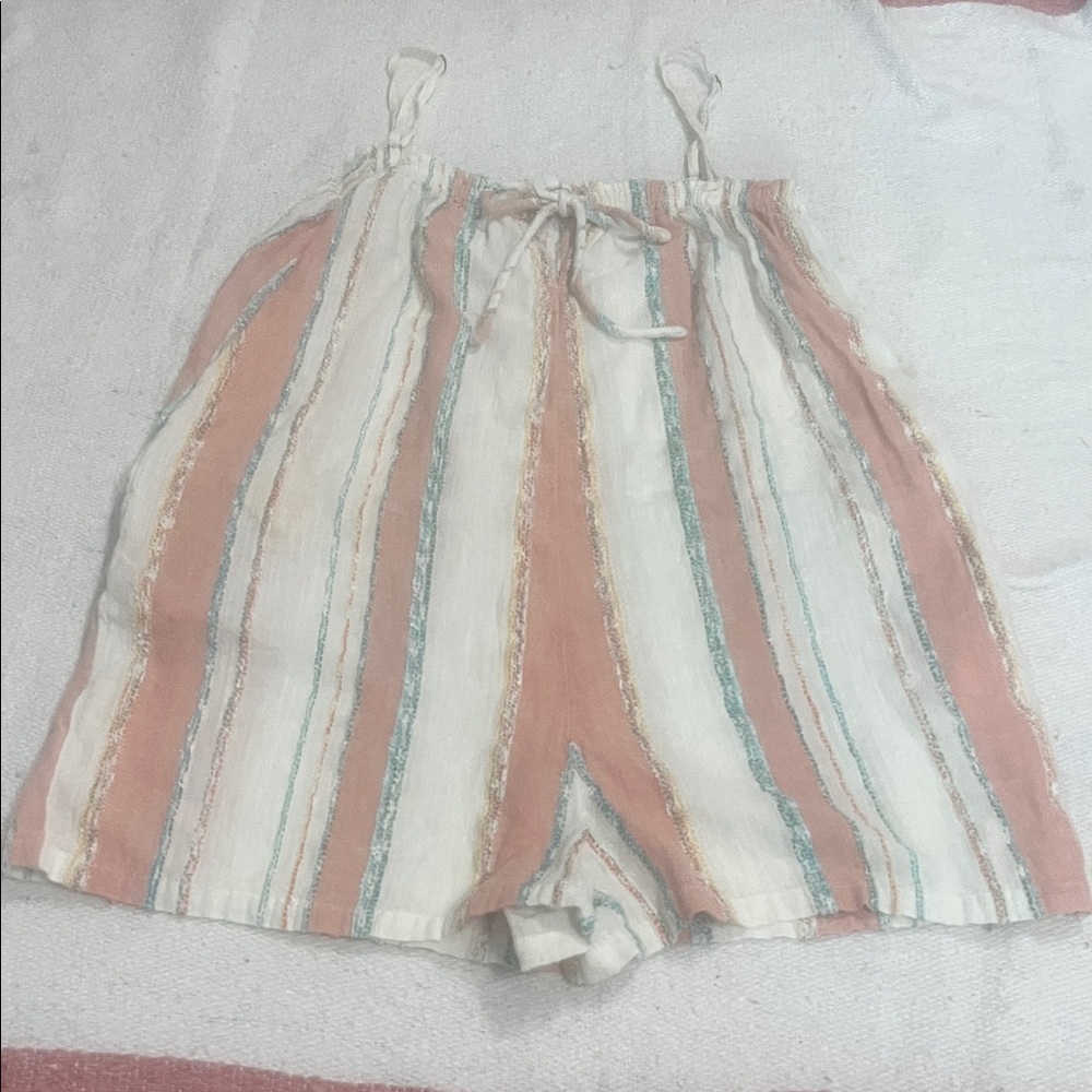 O'Neill Striped Women’s Romper- Peach and White